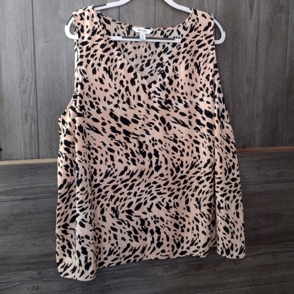 Gently Used Nine West Plus Size Women's Pink/Black Leopard Print Cami Size 2x
